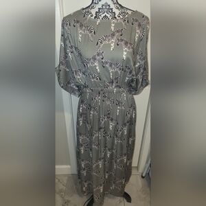 World Market Zebra Print‎ Sage Green Midi Dress New With Tags Sz S/M